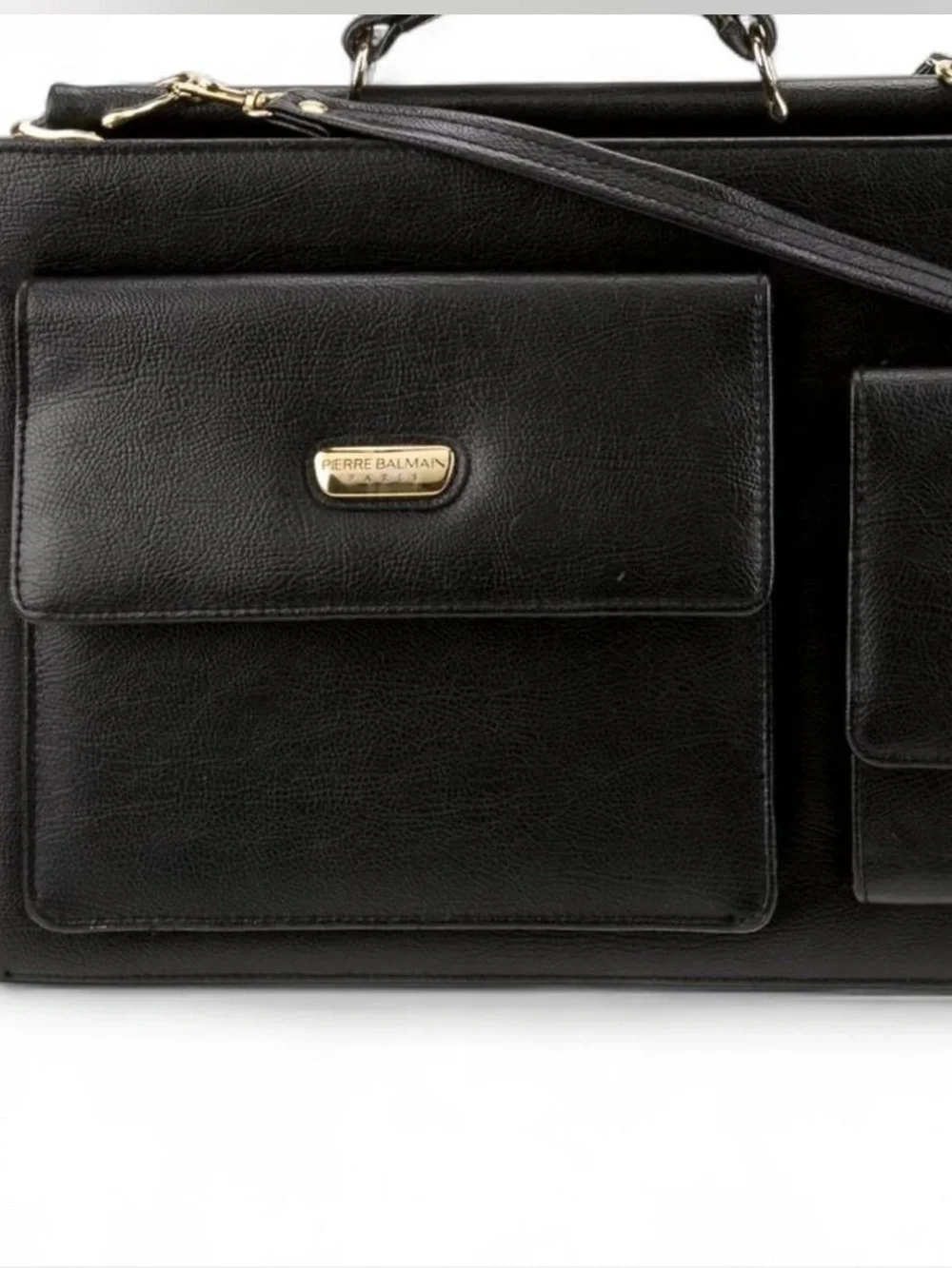 Vintage Pierre Balmain black leather briefcase